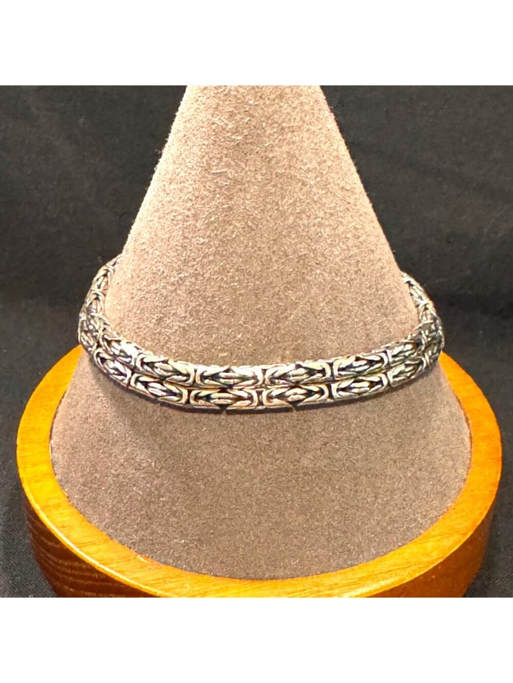 Sterling Silver 925 Double Byzantine Chain Bracelet Hook Clasp 7.75" Length